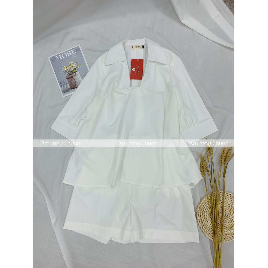 CHUNN Set sơmi cổ xoắn mix quần đùi ( SET001) | BigBuy360 - bigbuy360.vn