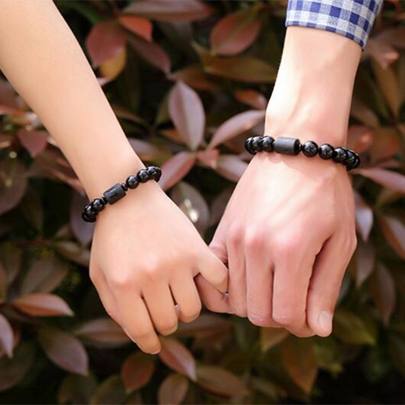 Vòng Tay Chuỗi Hạt Đá Obsidian Màu Đen Kích Thước 6/8/10/12mm Phong Cách Unisex