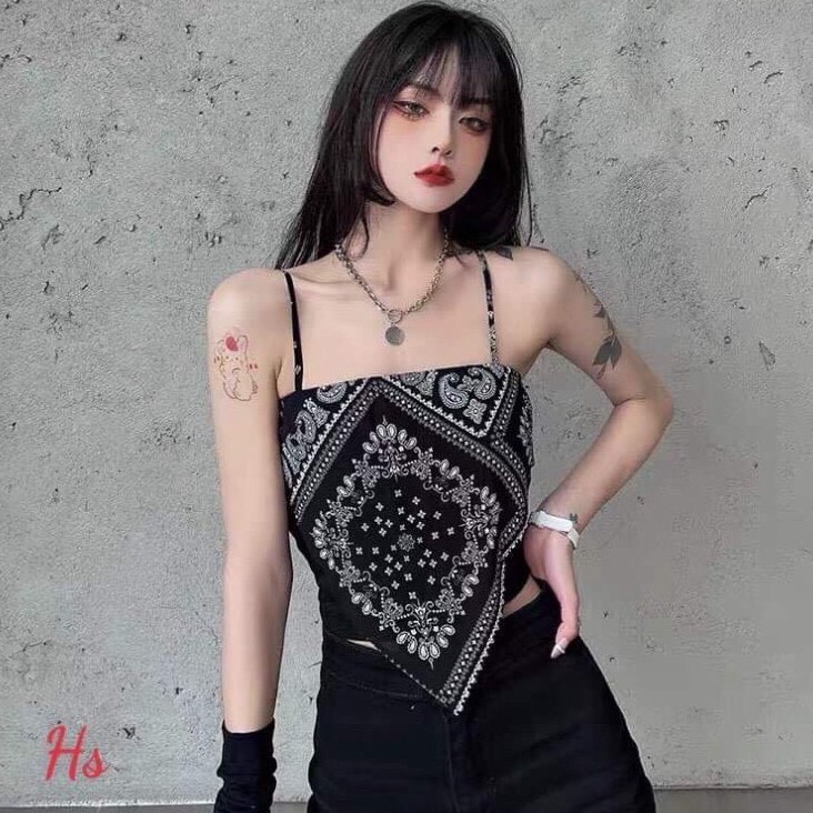 Áo yếm 2 dây nữ thổ cẩm Shynstores vải zip co giãn