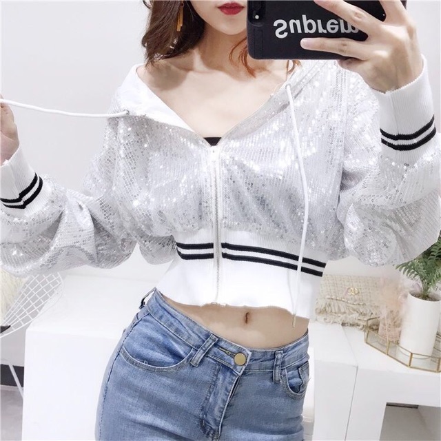 [Sẵn Hàng]Áo khoác blingbling sequin(ảnh thật)3 màu Fzsize