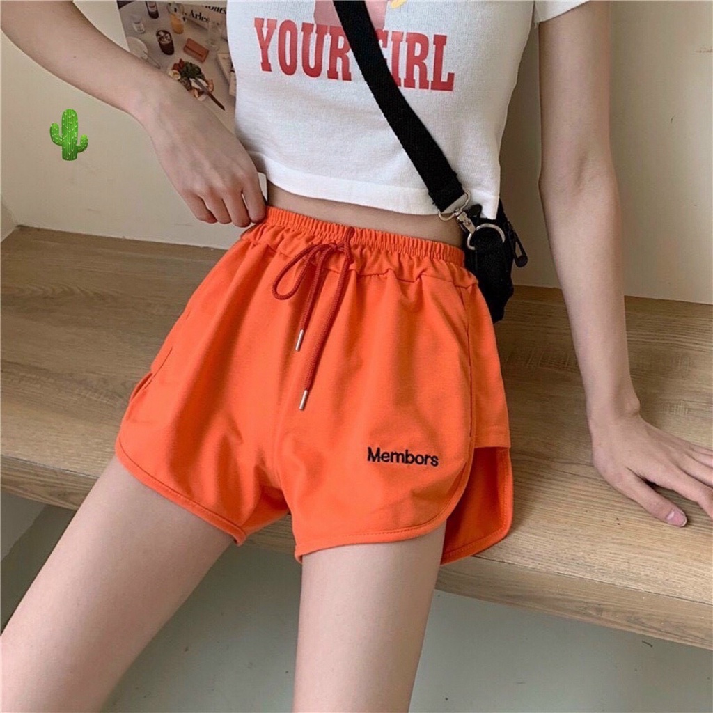 Quần đùi thun thêu chữ bên cực xinh , chất thun da cá mềm đẹp