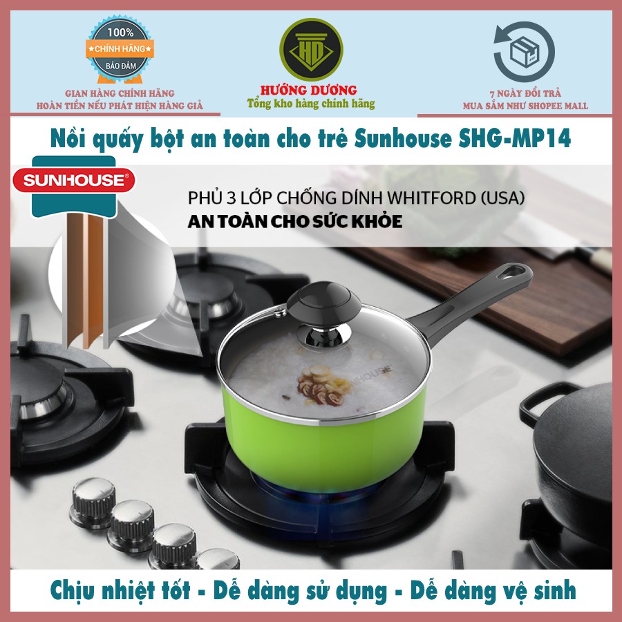 Nồi quấy bột, nồi khuấy bột an toàn cho trẻ Sunhouse chống dính SHG-MP14 - Hàng Chính Hãng