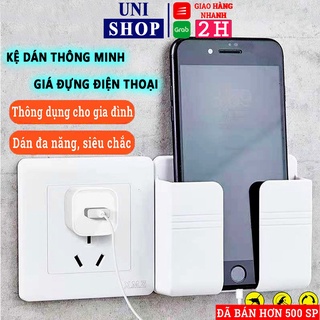 Kệ điện thoại dán tường đa năng, giá đỡ điện thoại treo tường giá đựng remote điều khiển - Uni Shop