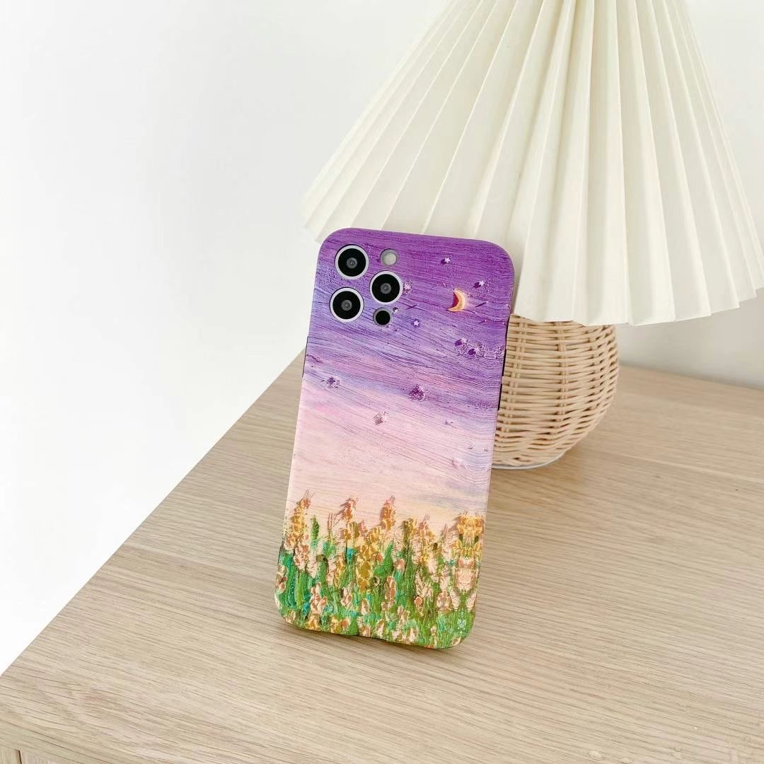 Huawei Y9s P20 Pro P30 Lite P30 Pro P40 Pro Mate 20 Pro Mate 30 Pro Mate 40 Pro Nova 3 Nova 4e Nova 4 Nova 5T Nova 7 / Nova 7 Pro Nova 7i Nova 7SE Nova 8 Pro Nova 8SE Honor 8X IMD Oil Painting Purple Sky Soft Silicone Casing Case