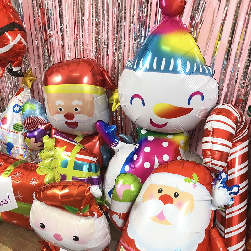 Bong Bóng Lá Nhôm Hình Ông Già Noel / Người Tuyết / Tuần Lộc Trang Trí Giáng Sinh