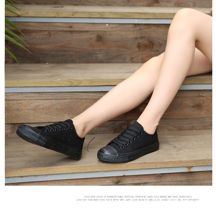 Giày CV Allstar Nữ Full Đen Cổ Thấp