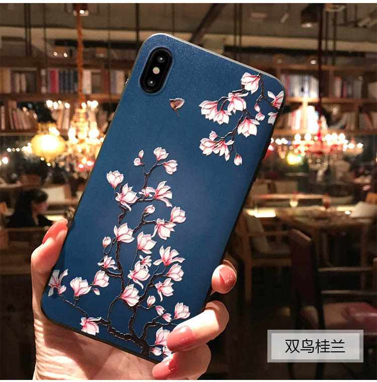 Dập nổi 12 Apple 11 vỏ điện thoại di động pro Trung Quốc gió max Flower Bird xs áp dụng iPhone retro mini bao gồm tất cả