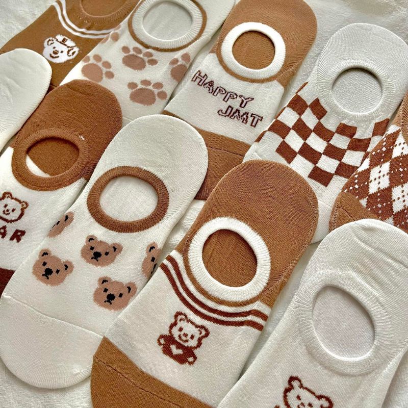 Tất Vớ Nữ Lười Nửa Bàn Chân In Hình Gấu Dễ Thương - Loli.phukienthoitrang