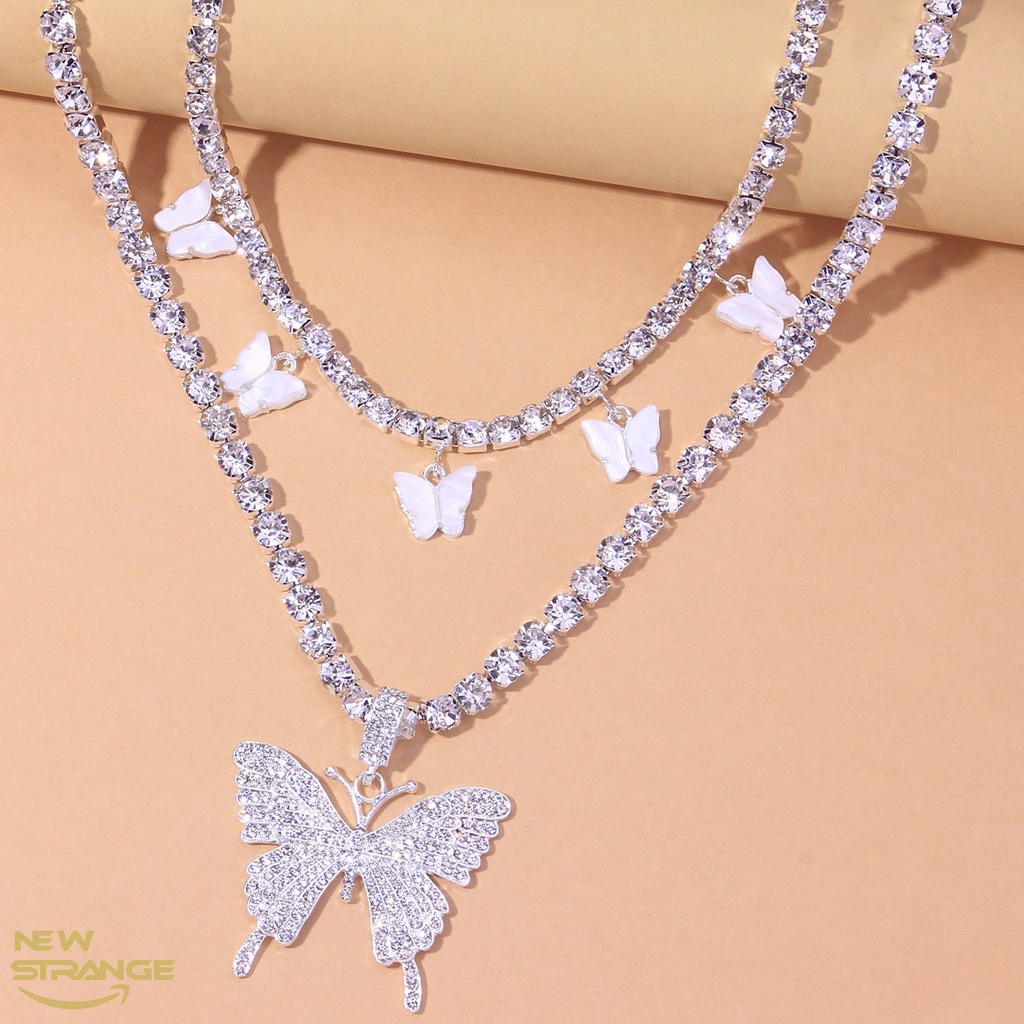 Vòng cổ Trang Sức Mặt Hình Bướm Đính Đá Thời Trang