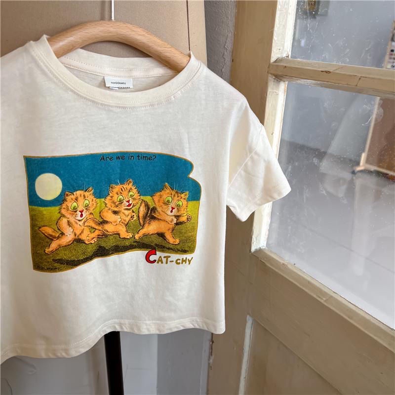 Hàng Mới Về Áo Thun 100% Cotton Tay Ngắn In Họa Tiết Hoạt Hình Và Chữ Thời Trang Xuân Hè Cho Bé Trai Và Gái