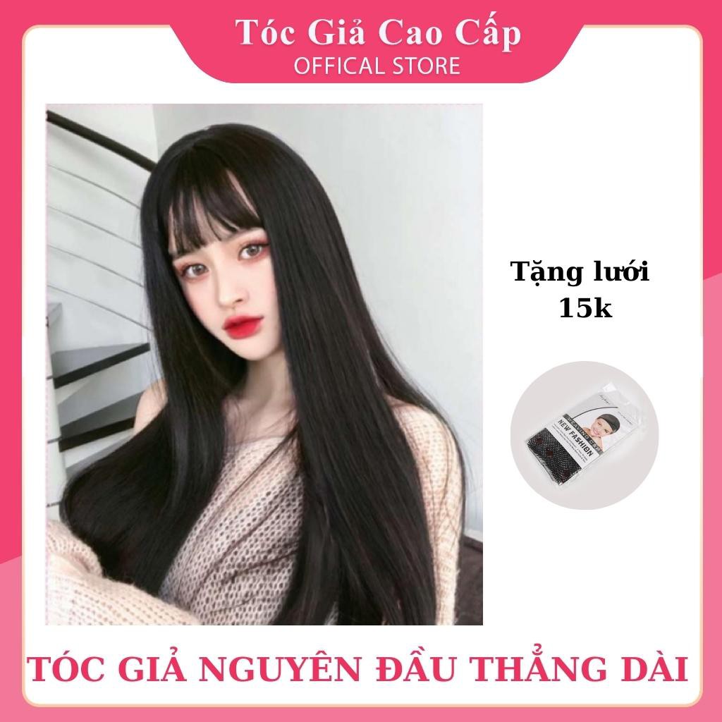 Tóc giả nguyên đầu nữ đẹp thẳng dài 60cm , tặng kèm lưới trùm tóc giả, z7007