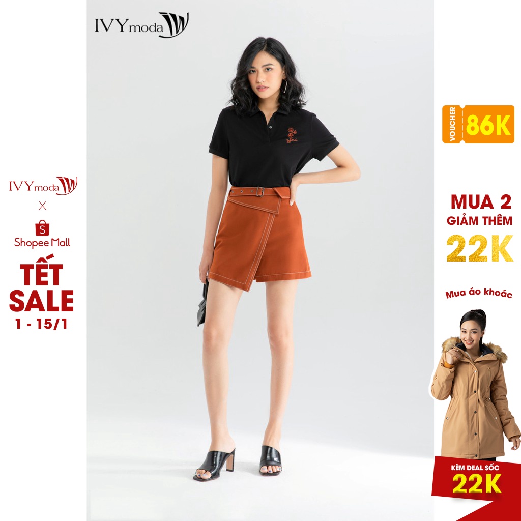 Áo polo nữ thêu hình IVY moda MS 57T0032