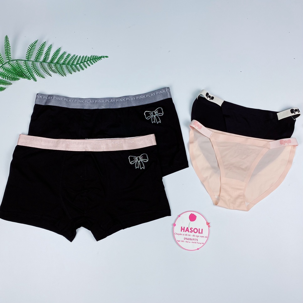 Quần Lót Đôi - Quần Lót Nữ Nam Cotton Su Cao Cấp Hình Nơ  S96 &amp; S93