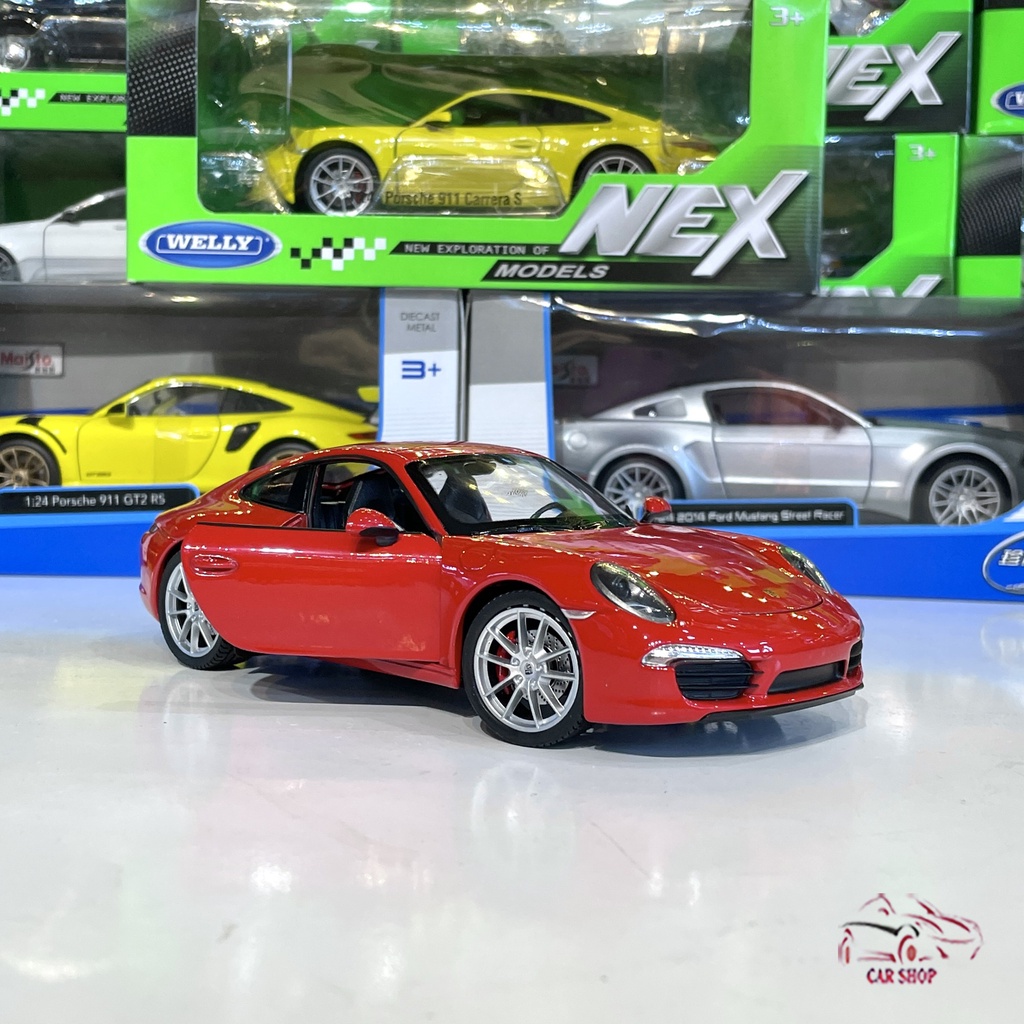 Mô hình xe ô tô Porsche 911 Carrera S Hãng Welly tỉ lệ 1:24 màu đỏ