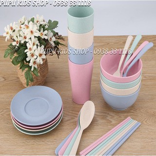 SET KHAY ĂN DẶM LÚA MẠCH KÈM CỐC BÁT ĐŨA THÌA ĐĨA