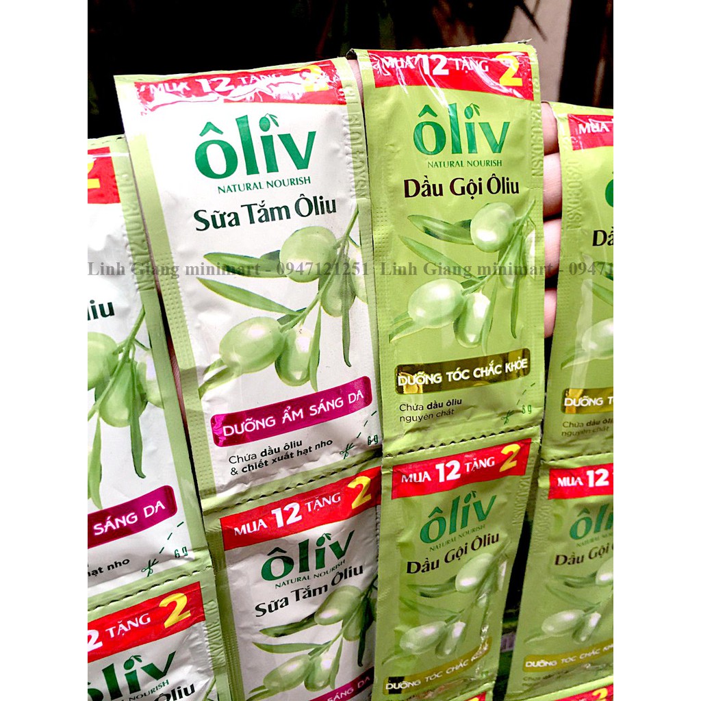14 gói Sữa tắm Oliv và Dầu gội Oliv thích hợp mang đi du lịch và công tác