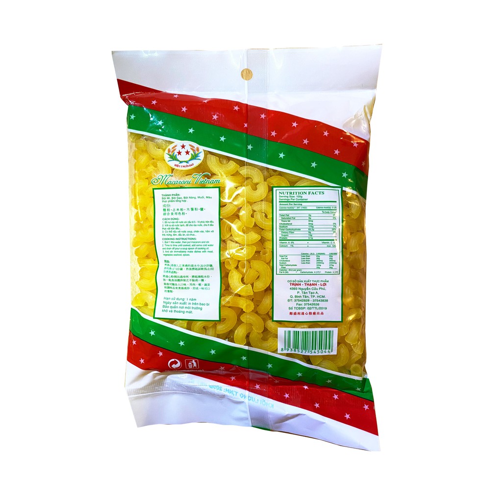 Nui Hình Sò Macaroni Thương Hiệu Ba Sao gói 200g | BigBuy360 - bigbuy360.vn