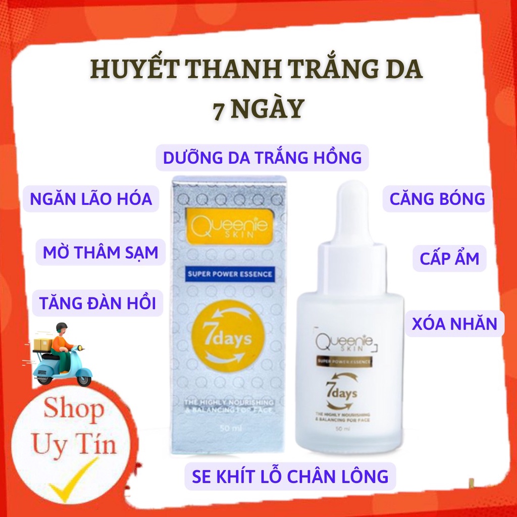 Serum Dưỡng Da, Se Khít Lỗ Chân Lông, Dưỡng Trắng Da Mặt, Huyết Thanh 7Day Queenie Skin Dưỡng Trắng Dưỡng Ẩm Da