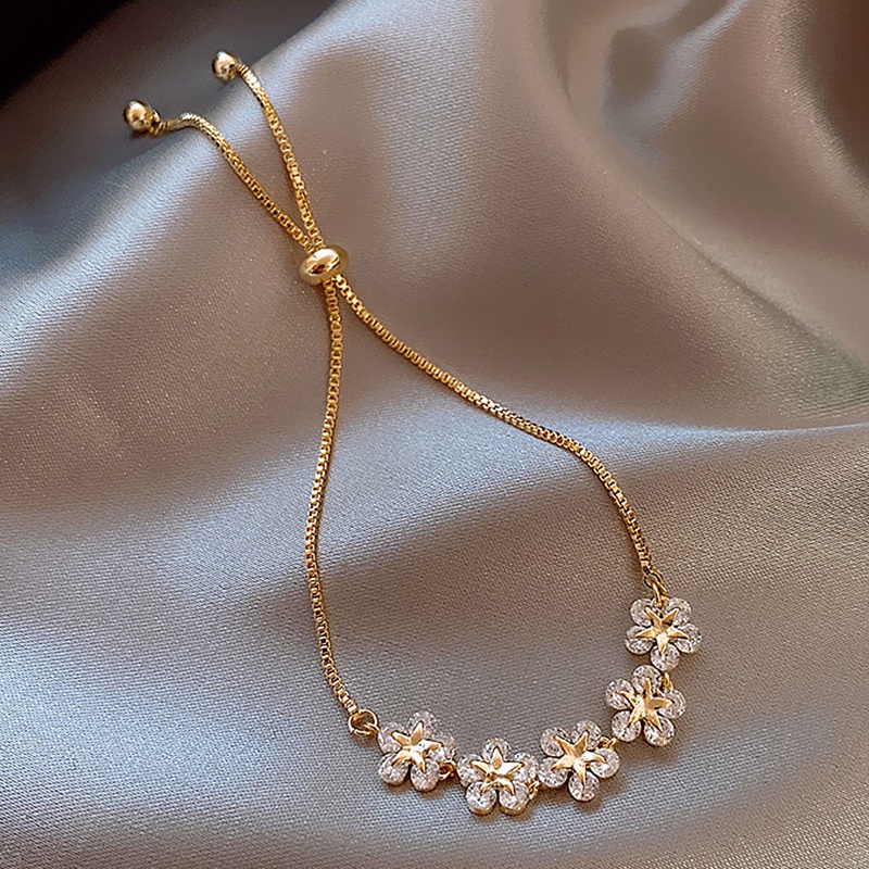 Vòng Đeo Tay Hình Hoa Năm Cánh Đính Đá Zircon Thời Trang Cho Nữ