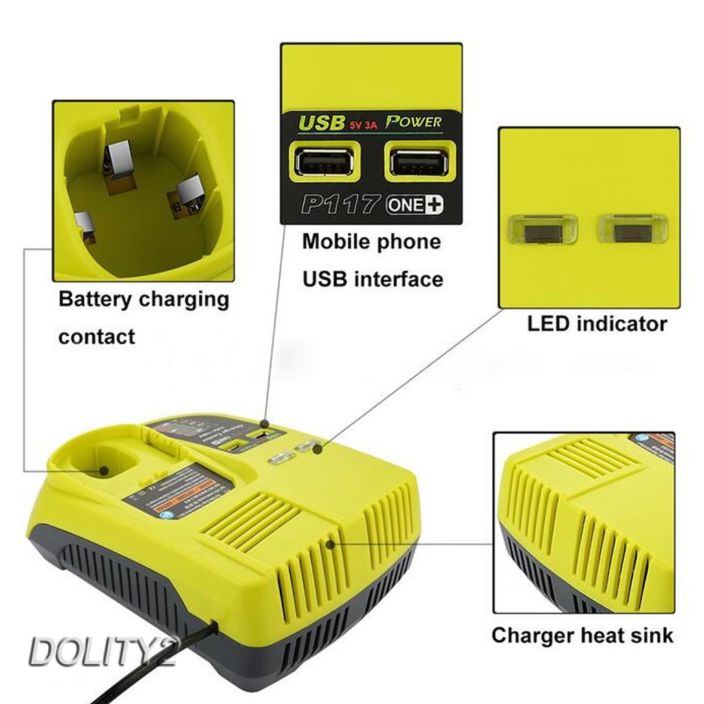 Bộ Sạc Pin Hóa Học P117 12V-18V MAX Dành Cho Ryobi ONE + P117