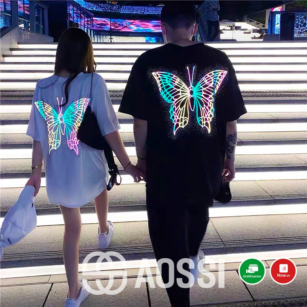 Áo thun phản quang AOSSI form rộng phong cách Unisex - BUTTERFLY - A001