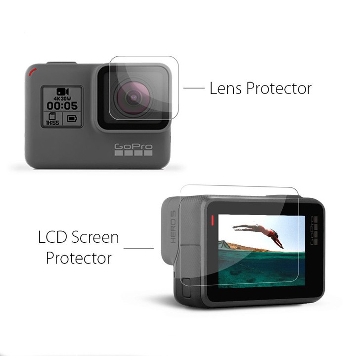 Bộ full kính cường lực cảm ứng GoPro 7 / 6 / 5 cho màn LCD và ống kính - KingMa chính hãng