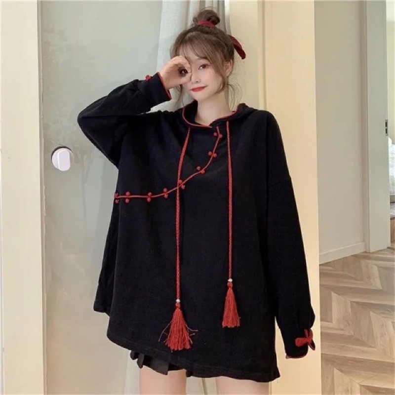 [ Sẵn ] Áo hoodie cổ cách tân phong cách Trung Hoa  🧧 (2 ảnh thật cuối)