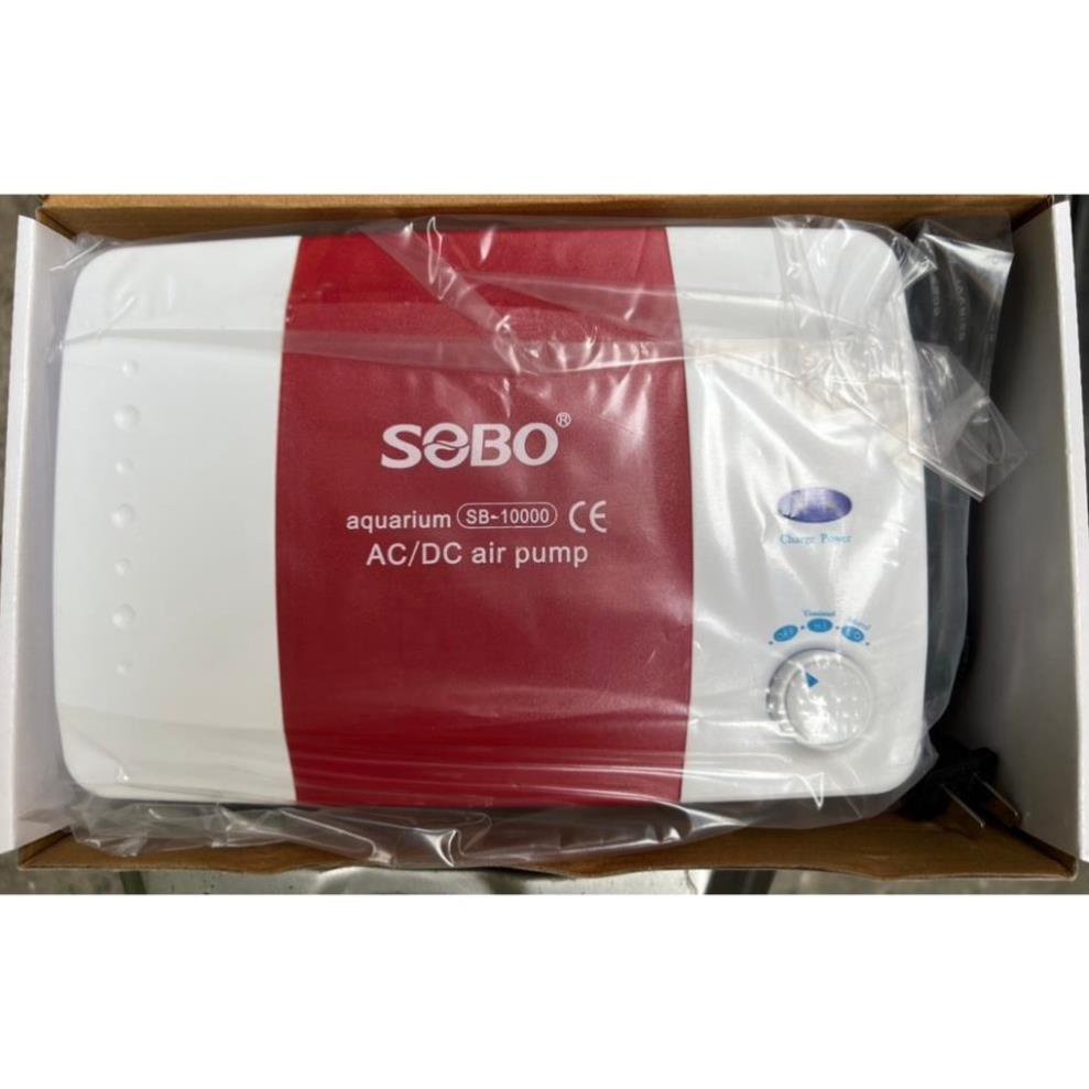 Máy sủi oxy tích điện 2 vòi SOBO SB-10000 12W dùng cho bể cá cảnh, thủy sinh, đi câu - dùng được 12 tiếng