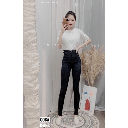 Quần jeans ôm trơn túi vuông co dãn 4 chiều