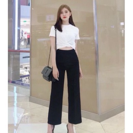Quần suông ống rộng, ống suông culottes khóa ken bụng,tôn dáng, mầu trắng, đen, be nội y xanh chất đẹp
