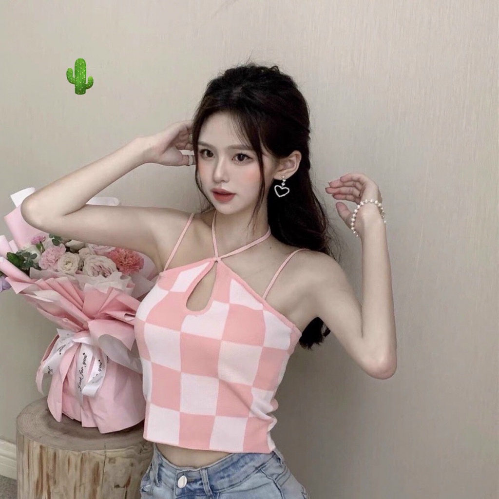 [Mới] Áo Yếm Caro Đang Dây Cá Tính