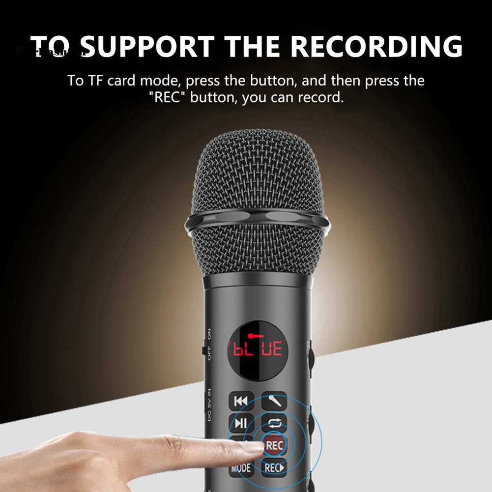 Mic hát karaoke cầm tay không dây kết nối bluetooth 3 trong 1