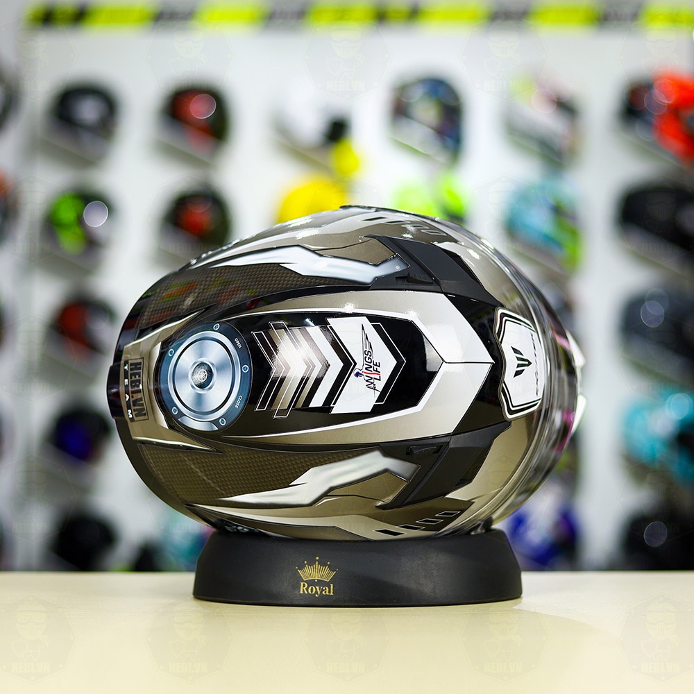 Nón Fullface ROC 01 Dán Tem Decal Yamaha Exciter Xám