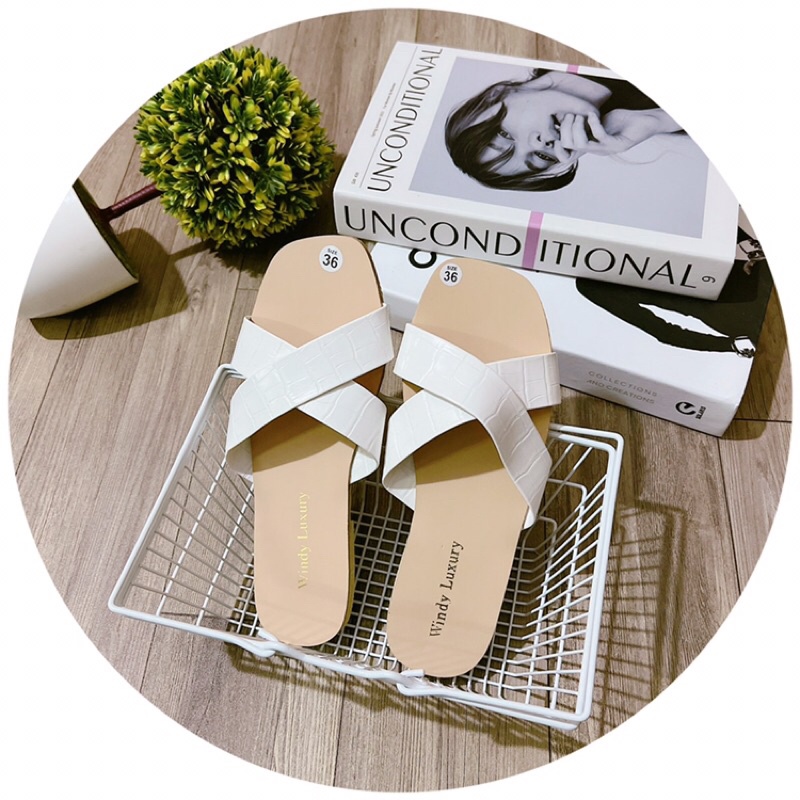 Dép lê hè nữ quai chéo trơn đế kép rẻ đẹp đi bền