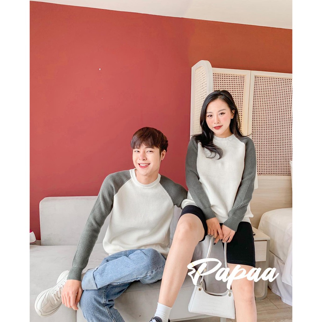 Áo len nam nữ Hàn Quốc unisex pha tay 6901 PAPAA SHOP