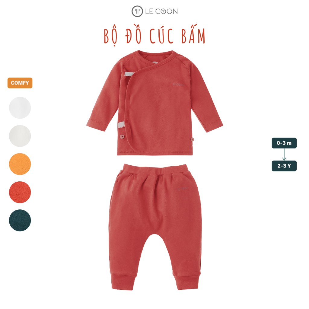 LE COON- Bộ quần áo trẻ em lecoon  cúc bấm vạt chéo nhiều màu (LC0301- LC0568)