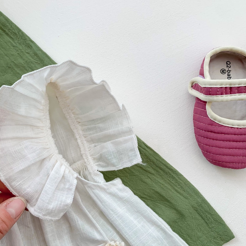 Đầm Công Chúa Mùa Hè Không Tay Bằng Vải Cotton In Hoa Đáng Yêu Cho Bé Gái