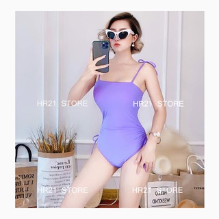 𝗛𝗥𝟮𝟭 Bikini Một Mảnh Áo Tắm Nữ Liền Thân Buộc Vai Rút Dây [HOT 2020] - Màu Tím [Vải Hàn Quôc]