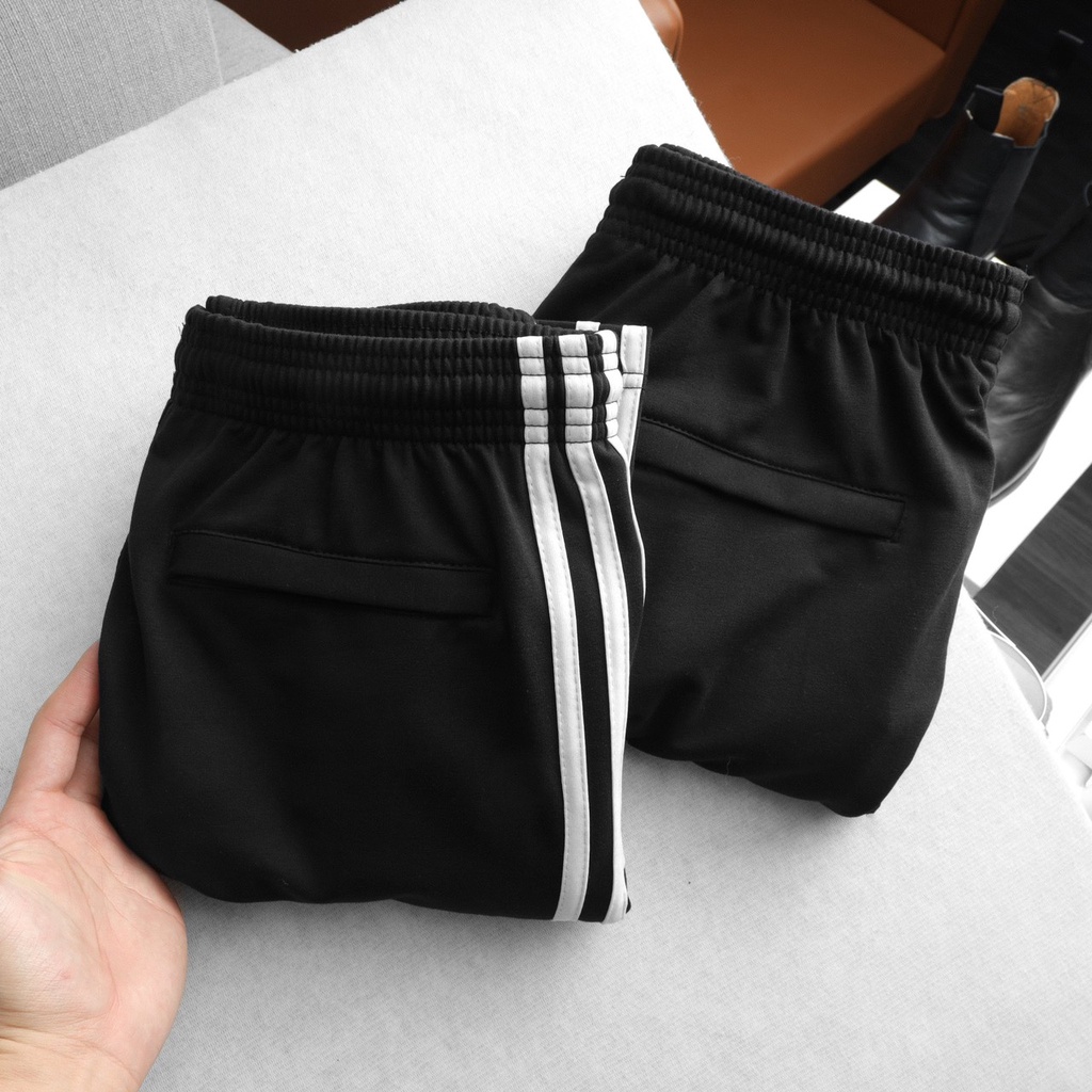 Quần Short Thun Adidas 3 sọc trắng mẫu mới chất nỉ da cá xịn sò - LA STORE MENSWEAR