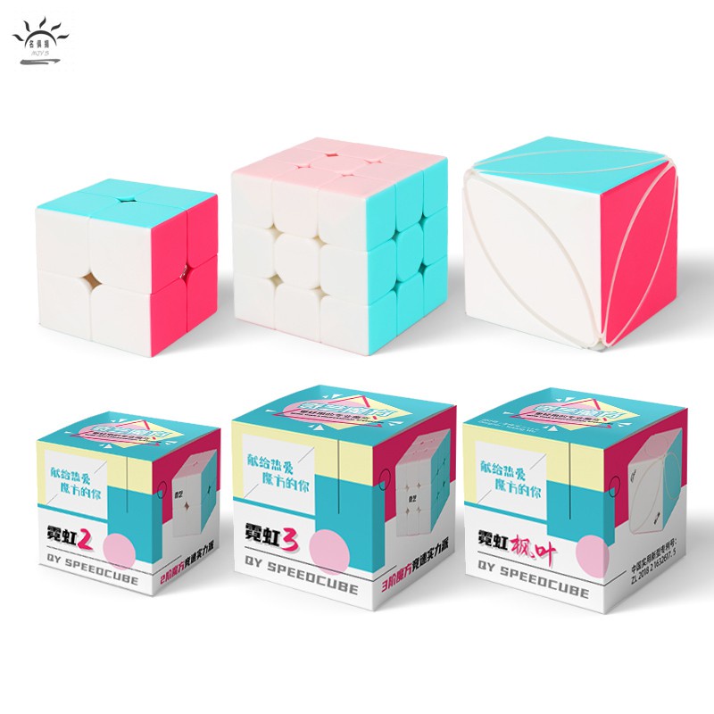 Khối Rubik 2 Bước 3 Pha Màu Sắc Neon Hình Lá Phong