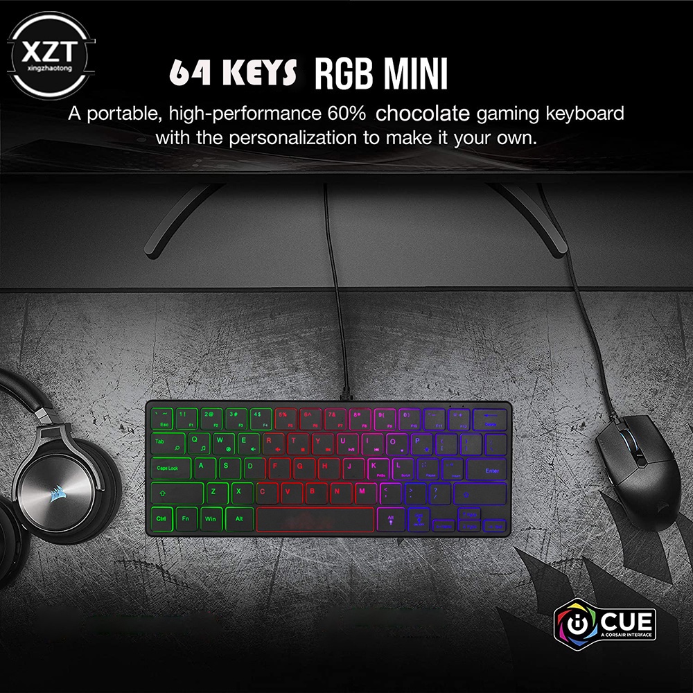 Bàn Phím Cơ Chơi Game 64 Phím 60% RGB
