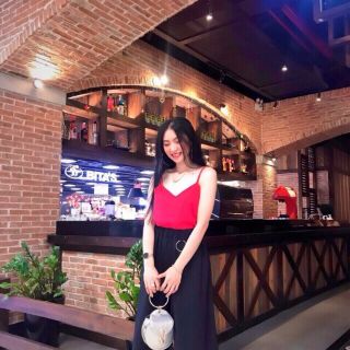 Áo 2 dây Mix quần ống rộng
