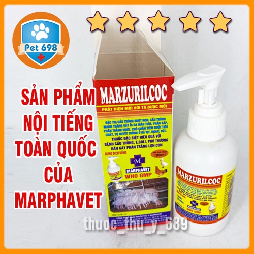 MARZURILCOC 100ml Phòng và chữa bệnh đường tiêu hóa trên gia súc, gia cầm, thủy cầm, thỏ, heo, thú nhỏ, thú cảnh