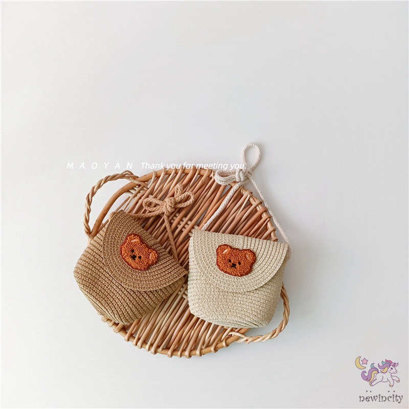 Túi Đeo Vai Nắp Lật In Hình Gấu Hoạt Hình Phong Cách Hàn Quốc Thời Trang Mùa Hè Dành Cho Bé Trai Và Bé Gái