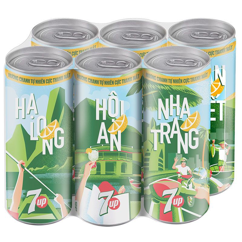 Lốc 6 Lon Nước Ngọt Có Gaz 7Up 320ml/Lon