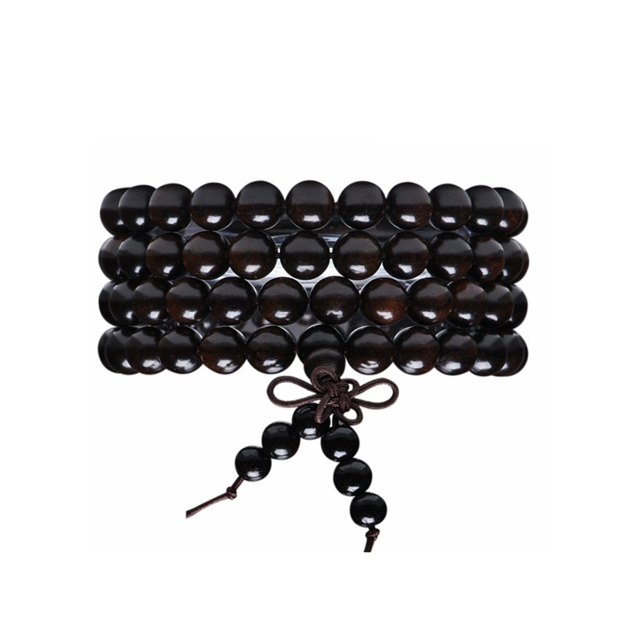 Vòng tay nam nữ 108 hạt hình trụ gỗ mun 6-8 ly các loại