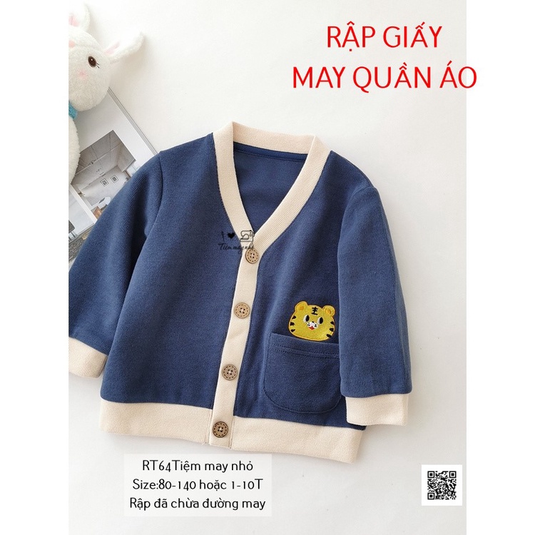 RT64_Rập giấy may áo cardigan bé trai