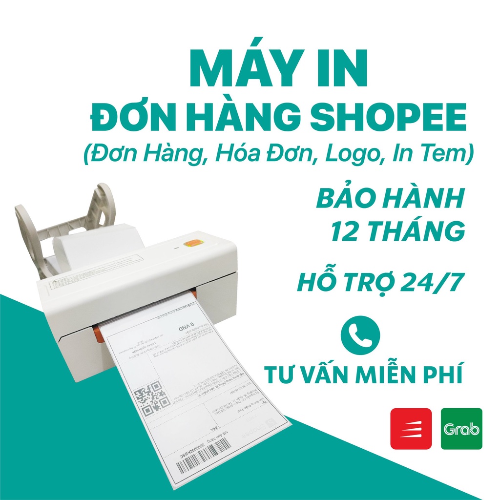 Máy In Đơn Hàng Shopee, Máy in Nhiệt TMĐT A6, A7, Mã Vạch, Tem, Logo Dùng Giấy In Nhiệt Tự Dính - Bảo Hành 12T