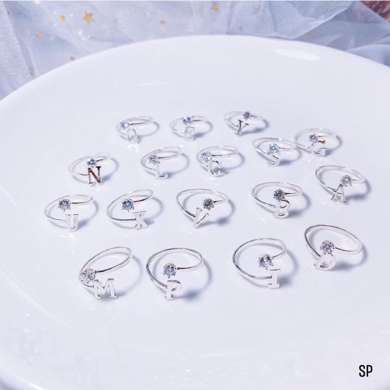 Nhẫn chữ dáng hở free size bạc ta- giá như sỉ