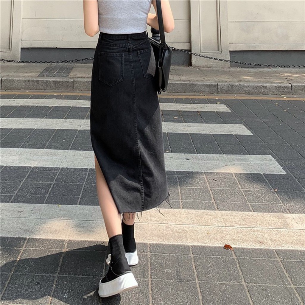 Chân Váy Denim Lưng Cao Xẻ Tà Quyến Rũ Cho Nữ CvJeanXe/P0AK2 | BigBuy360 - bigbuy360.vn